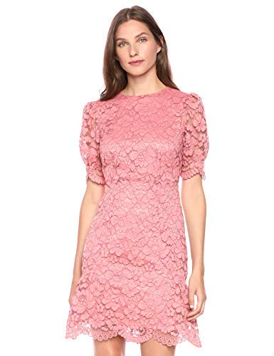Lark & Ro Corded Lace Puff Sleeve dresses, Dusty Rose, 10