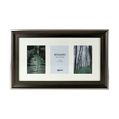 Kenro Bergamo BERG1318C/3 Bilderrahmen, Holzoptik, für 3 Fotos, 13 x 18 cm, Dunkelgrau mit silberfarbenem Rand