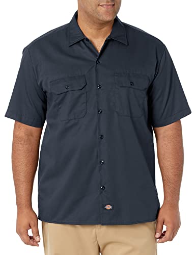 Dickies Herren Kurzärmliges Arbeitshemd, groß und hoch Button-Down-Shirt, Dunkles Marineblau, XX-Large