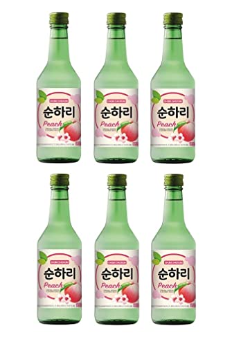 bick.shop® 6x Soju 360ml Korea original 12-13% Vol Alk. Branntwein Reiswein koreanischer Wodka Jinro (Pfirsich)