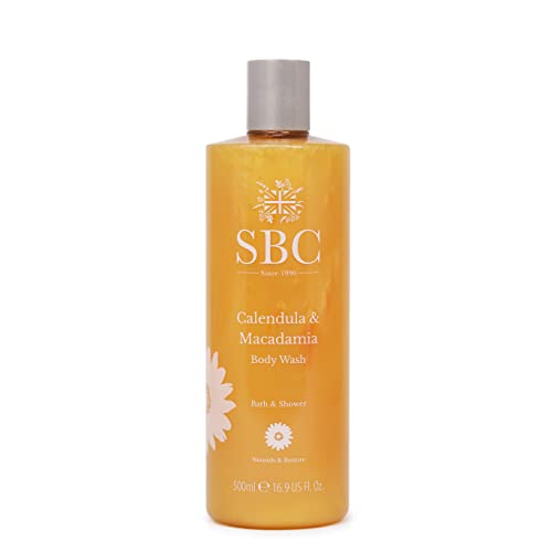 SBC Skincare - Duschgel Feuchtigkeitsspendend mit Kalendula und Makadamia - 500 ml - Steigert die Elastizität und Nährt die Haut - Für Trockene Haut - Shower Gel - Calendula & Macadamia Body Wash