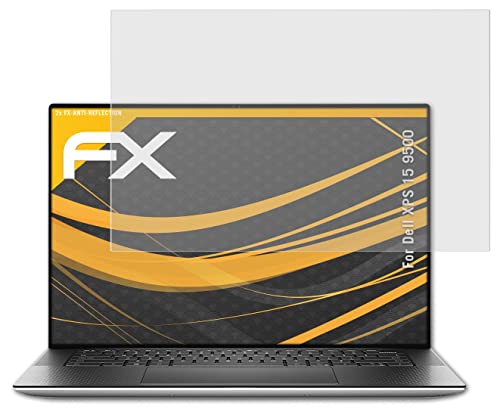 atFoliX Panzerfolie kompatibel mit Dell XPS 15 9500 Schutzfolie, entspiegelnde und stoßdämpfende FX Folie (2X)