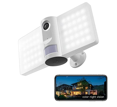 Laxihub 2.4G Wi-Fi 1080p Full HD Smart Floodlight Security Camera, 2-Way Audio, Motion Detection & Siren Alarm, Audio Video Recording, Works with Alexa and Google