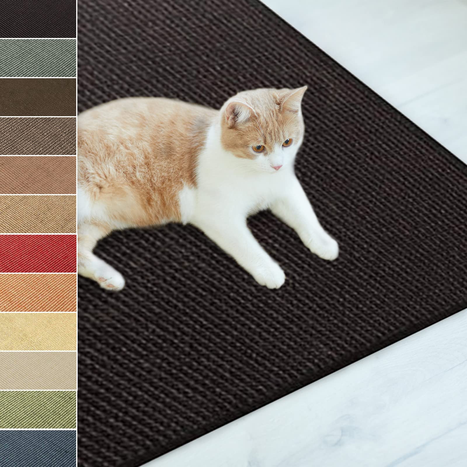 Floordirekt Sisal Fußmatte Teppich Vorleger Kratzteppich Katzenmöbel Kratzmatte Sisalmatte, widerstandsfähig & in vielen Farben und Größen erhältlich (100 x 100 cm, Schwarz)