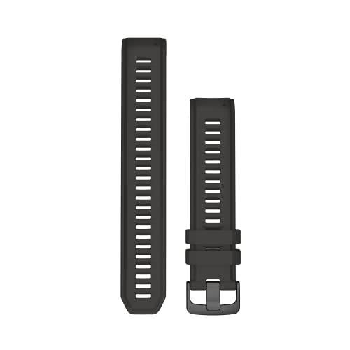 Garmin Unisex – Erwachsene WECHSELARMBAND 22 MM Silikon Graphit Teile aus Edelstahl Schwarz, 22mm