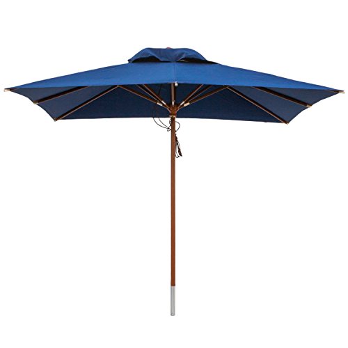 anndora® Sonnenschirm Gartenschirm 3 x 3 m eckig wasserabweisend - mit Winddach Navy Blau