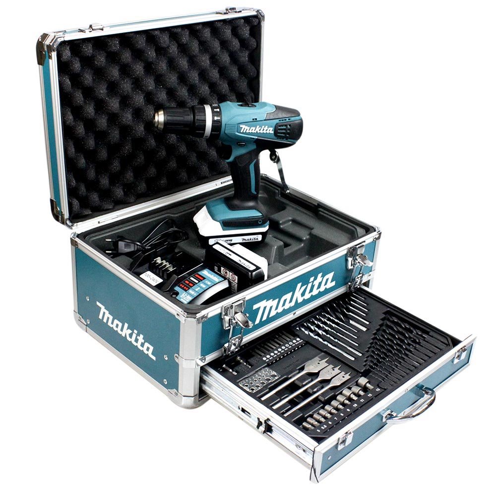 Makita HP457DWEX4 LI Akku-Schlagschrauber 18 V/1,3 Ah 13 mm Durchmesser (2 Batterien + Zubehörset hp457dwex4)