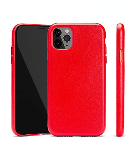 Trop Saint® Lederhülle Für iPhone 11 Pro - Tasche Case Premium Schutz Echtes Leder für Handy [Unterstützt kabelloses Laden] - Rot