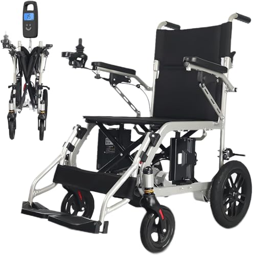 SJAPEX Elektrische Rollstühle Mit Stoßdämpfung, Elektrischer Rollstuhl Elektrisch Faltbar Leicht Elektrorollstuhl Für Erwachsene, 12A Lithium Batterie