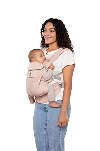 Ergobaby Omni Breeze Babytrage für Neugeborene ab Geburt bis 20kg, 4 Positionen SoftFlex Mesh Ergonomische Babybauchtrage Rückentrage Baby-Tragetasche (Pink Quartz)
