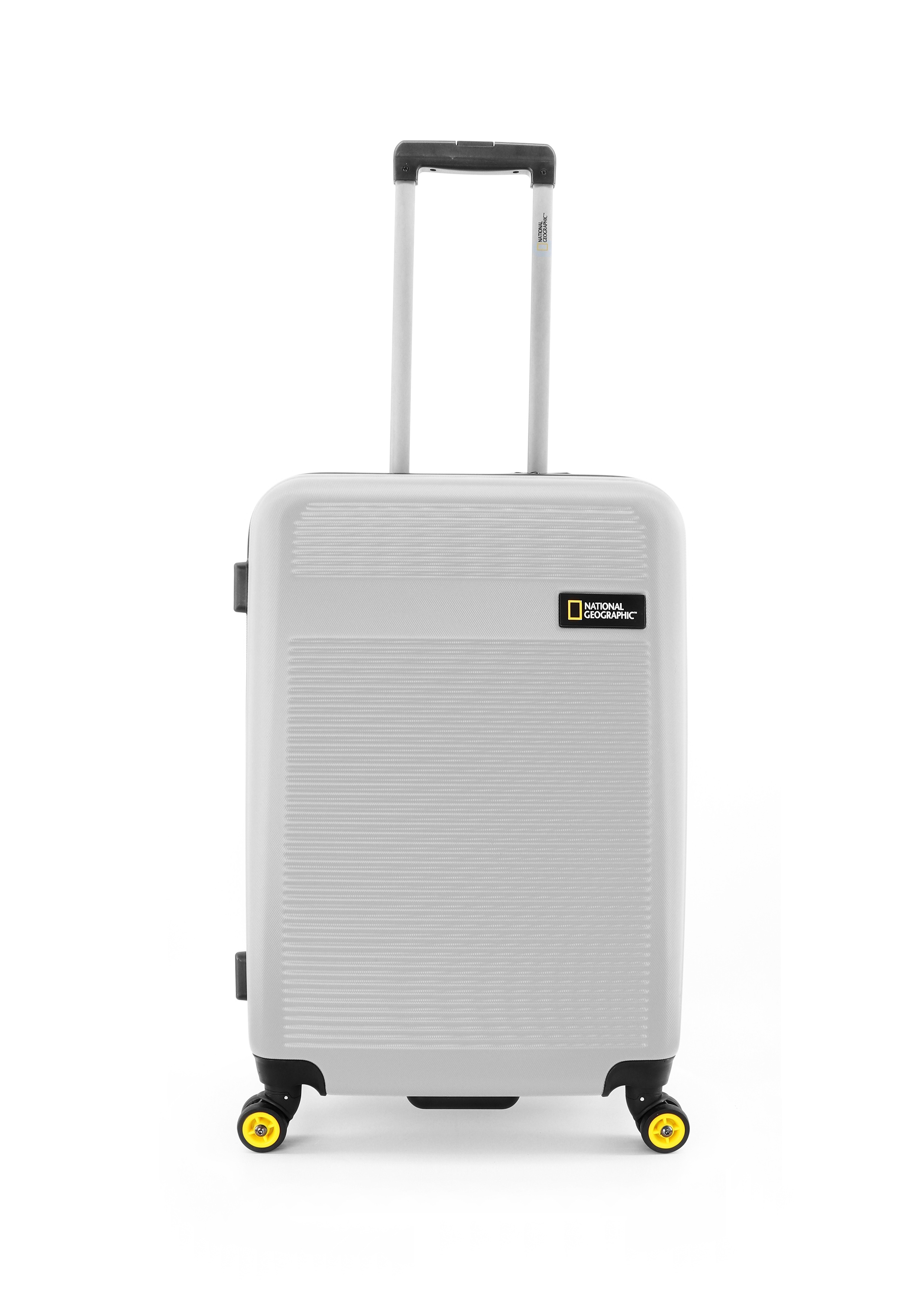 National Geographic Spinner Koffer, 4 Doppelrollen, Zahlenschloss Zoll Gr. S, M, L, dreier Set, Aerodrome Trolley (Silver, M 67 cm)