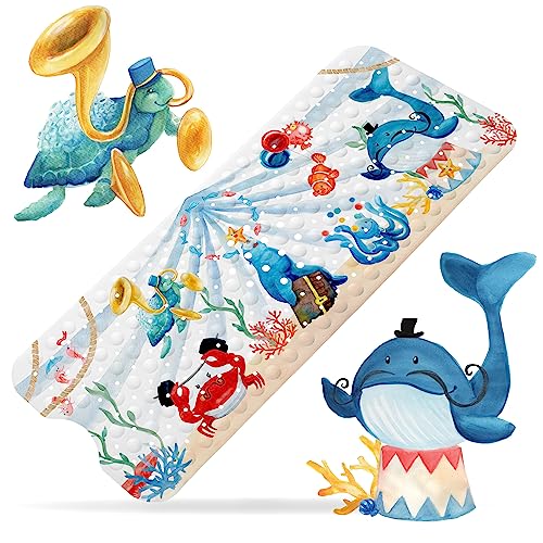 Toniamo Badewannenmatte für Kinder 'Zirkus Aquarelli' | Premium Antirutschmatte Badewanne 100x40cm | Duschmatte rutschfest | geprüfte Qualität | BPA-frei