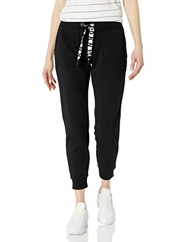 DKNY Women's Sport Two Tone Logo Drawcord Jogger Sweatpants, Black, Extra Large