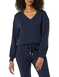 Amazon Aware Damen Fleece-Sweatshirt mit V-Ausschnitt und lockerer Passform (in Übergröße erhältlich), Marineblau, XXL