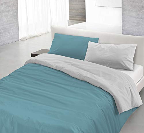 Italian Bed Linen Natural Color Doubleface Bettbezug, 100% Baumwolle, Öl/hell Grau, Einzelne