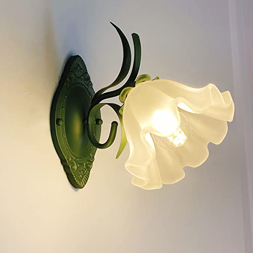Wandlampe Landhausstil Innen Rustikal Wandleuchte Vintage mit Weiße Glasschirm, 1 flammige, Florentiner Lampe Wandbeleuchtung für Flur Landhaus Schlafzimmer Wohnzimmer Fassung: E27 - ohne Leuchtmittel