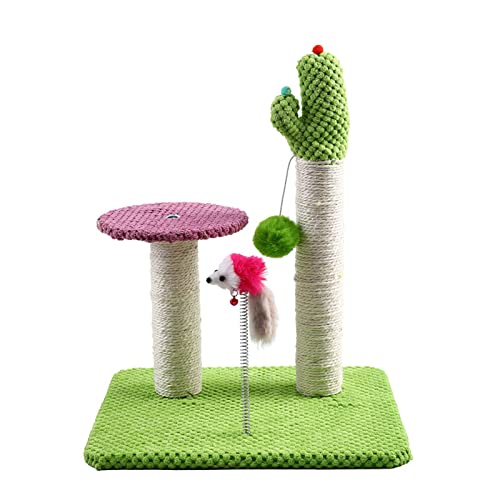 Kaktus-Kratzbäume | Langlebiger Katzenkratzturm mit Plattform und Kugeln zum Aufhängen | Geschenk für kleine Kätzchen-Katzen, die Indoor-Klettern Spielen Rianpesn