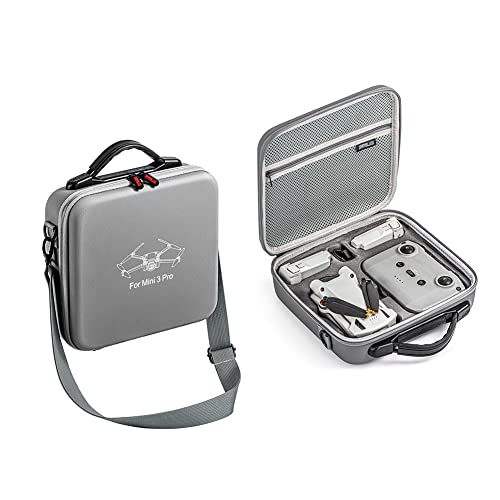 CRGANGZY Tragbare Drohnengehäuse Fernbedienung Batteriefach Handtaschen wasserdichte Reiseaufbewahrung Tragetasche for DJI Mini 3 Pro Grau