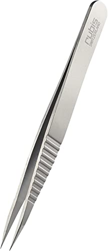 Rubis Splitterpinzette ProGrip - Spitze Pinzette mit geriffeltem Griff, rutschfest - für Splitter und eingewachsene Haare