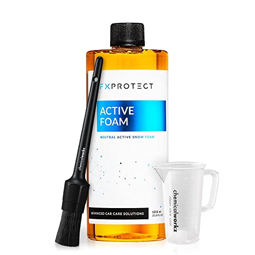 FX Protect Active Foam Aktivschaum (1L) - Hochkonzentrierter Premium Snow Foam inkl. Messbecher - Erzeugt dichten Schaum für eine schonende Vorwäsche - pH-neutrales Auto Snow Foam Shampoo | 2-teilig