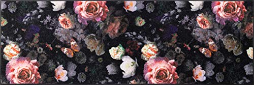 Wash + Dry Night Roses Fußmatte, Polyamid, schwarz, 60x180 cm