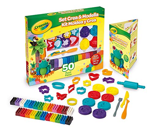 Crayola - Plastilin-Modellierset CreaundModella, 50 Teile, Geschenk und Kreative Beschäftigung, Alter 5 Jahre, 57-0321, mehrfarbig