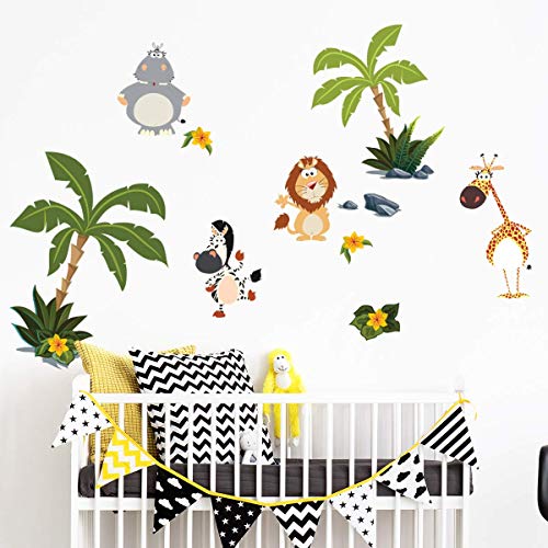 Sticker für Kinder | Wandaufkleber Tiere der Savanne – Wanddekoration Kinderzimmer | 60 x 120 cm