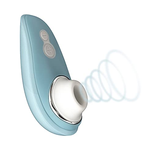 Womanizer Liberty diskreter Auflege-Vibrator für Sie inklusive Gleitgel, Klitoris-Sauger, Intim-Stimulator 6 Intensitätsstufen, Powder Blue