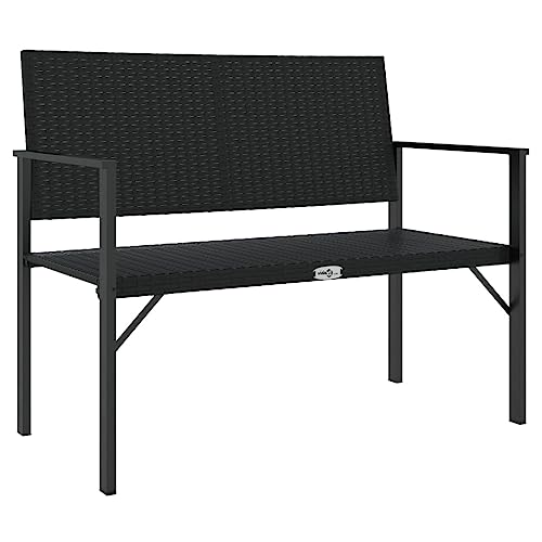 vidaXL Gartenbank 2-Sitzer Schwarz Poly Rattan