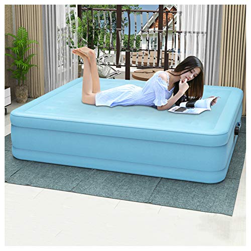 ZHKGANG Haushaltsaufblasbares Bett, Das 1,8 M Außenschränke Doppel-Luftbett-Nylongewebe-Freizeitluftbett Erhöht,LightBlue-203 * 185 * 46cm