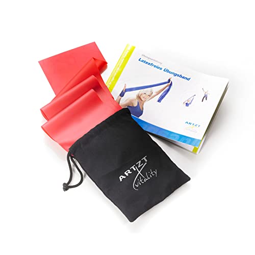 ARTZT vitality Fitnessbänder für Home Training, Kraft, Therapie | Latex | 2,50 m | 4 Stärken Rot | Mittel, 250 cm