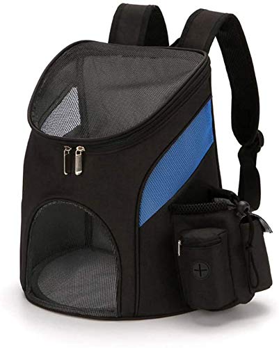 Lelesta Rucksack für Welpen und Katzen, Transporttasche für Katzen und Hunde bis 3 kg, Rucksack für Haustiere, Transporttasche für Katzen und Hunde für Reisen und Wandern (Schwarz Blau)