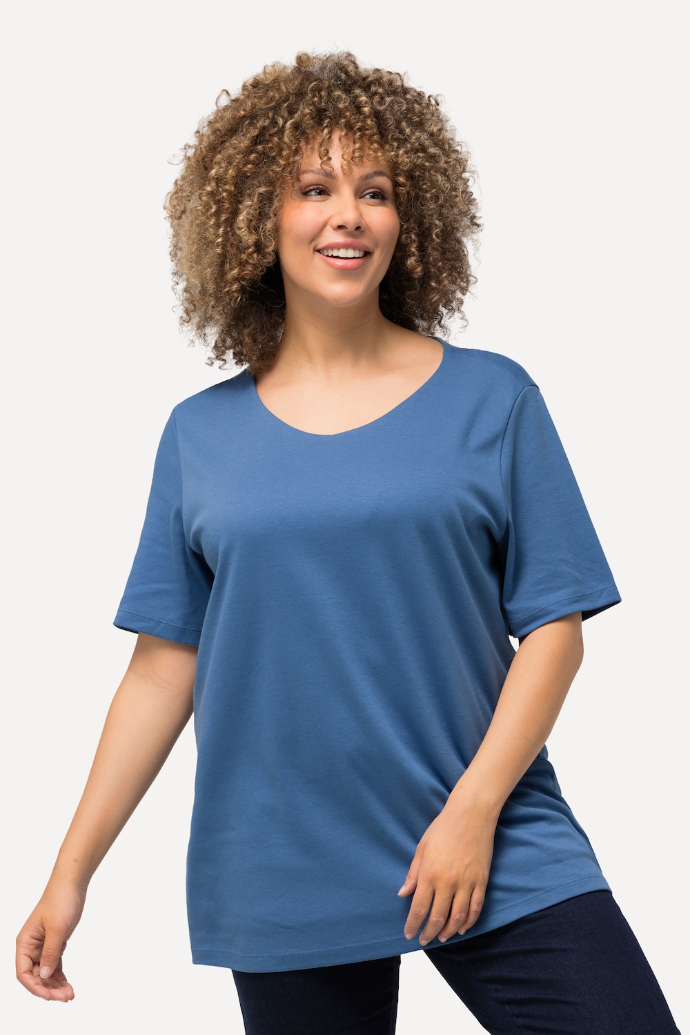 Große Größen Shirt, Damen, blau, Größe: 54/56, Baumwolle, Ulla Popken
