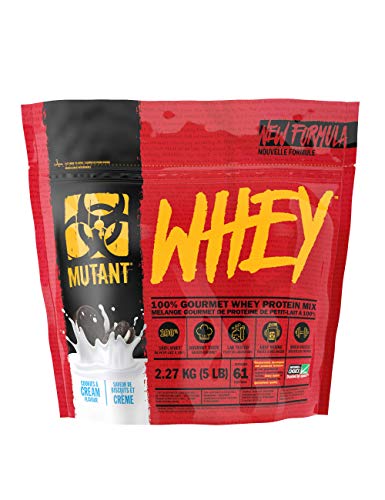 Mutant Whey | Muskelaufbauendes Molkeproteinpulver, mit Enzymen angereichert - Kekse und Sahne Geschmack -2.27 kg