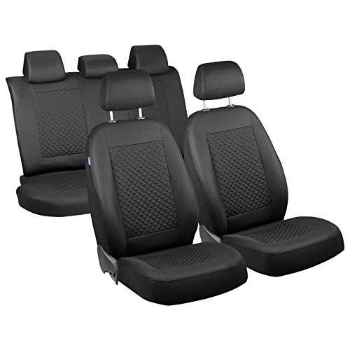 80 Sitzbezüge - 1 Set - Farbe Premium Schwarz Gepresstes Karomuster