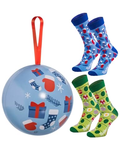Rainbow Socks – Weihnachtssocken in Weihnachtskugeln für sie und für ihn - Blau - 2 Paar - 36-40