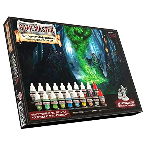 The Army Painter Gamemaster: Wilderness Adventures Farbset, 20 Tropfflaschen mit 12 ml Acrylfarbe für Miniaturen, 1 Trockenbürste, 1 Hexenminiatur für Tabletop-Rollenspiele Dungeons & Dragons