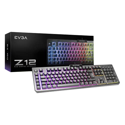 EVGA Z12 RGB Gaming Keyboard, RGB Backlit LED, 5 Programmable Macro Keys, Dedicated Media Keys, Water Resistant, 834-W0-12DE-K2