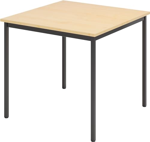 Bümö Tisch klein, Multifunktionstisch, 80 x 80 cm in Ahorn/Schwarz - Beistelltisch, Bistrotisch, Esstisch, Pausentisch, Mehrzwecktisch Tischsystem für Warteraum, Pausenraum & Co.