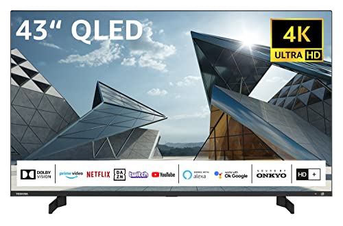 Toshiba 43QL5D63DAY 43 Zoll QLED Fernseher/Smart TV (4K Ultra HD, HDR Dolby Vision, Triple-Tuner, Bluetooth, Sound by Onkyo) - Inkl. 6 Monate HD+