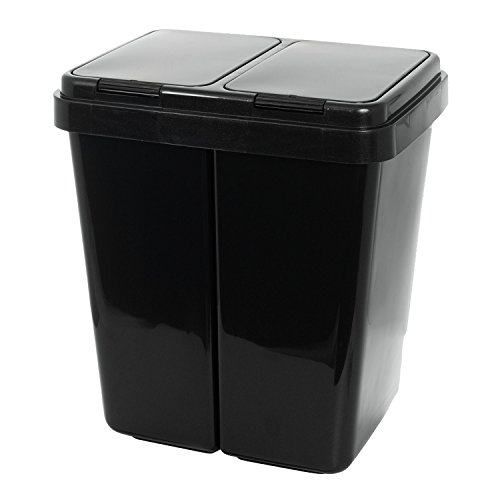 Grizzly Doppelmülleimer 2 x 25l Recycling - Abfallbehälter Mit 2-Fach Deckel - Anthrazit Metallic