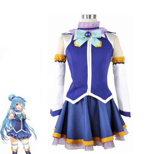 Bubels Aqua Cosplay Kostüm Damen Uniform Kleid Halloween Outfit Komplettset,Blue-XL