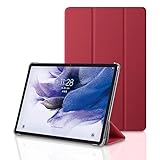 Hama Hülle für Samsung Galaxy Tab S7 FE/S7+/S8+ 31,5 cm 12,4 Zoll (aufklappbares Case für Samsung Tablet, Schutzhülle mit Standfunktion, transparente Rückseite, magnetisches Cover) rot