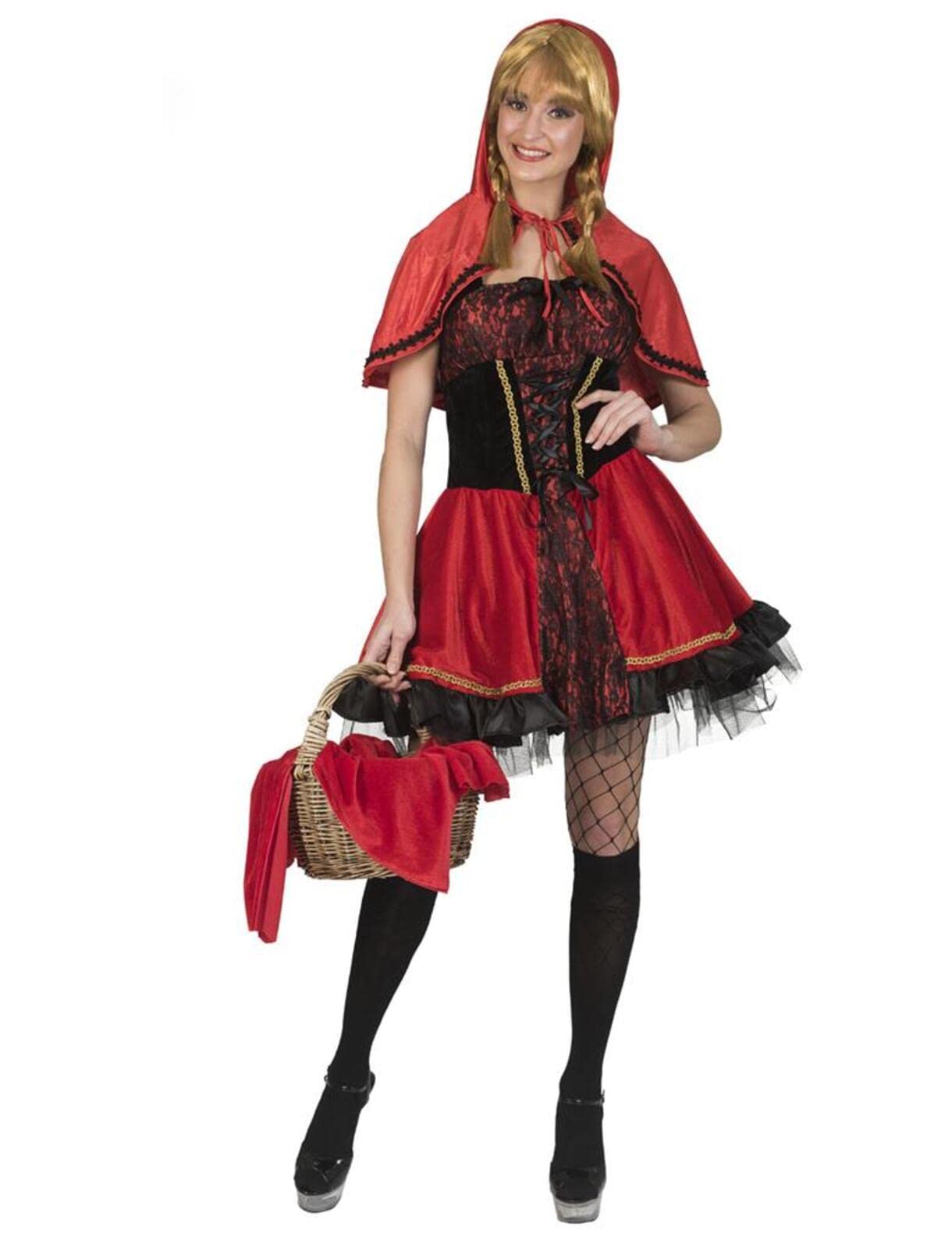 Funny Fashion Rotkäppchen Kostüm für Damen - Rot/Schwarz Gr. 44/46