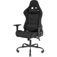 DELTACO Gaming Stuhl - PC Gaming-Stuhl mit Armlehne, hoher Rückenlehne und Kissen (Zocker Stuhl, Bürostuhl, ergonomisch, höhenverstellbar, PU-Leder, 110 Kg) Stoff-Schwarz