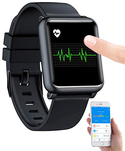 Newgen Medicals Fitnessuhr: Fitness-Uhr mit EKG- & Blutdruckanzeige, Bluetooth, Touchdisplay, IP68 (Fitnessuhr mit EKG)