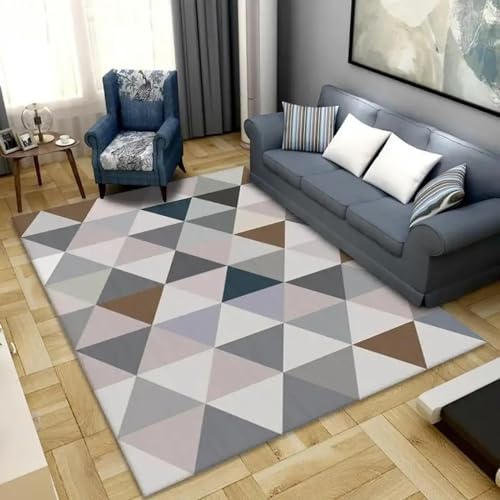 18meng Art Geometrische Kurzflor Teppich 140x200cm Moderne Abstrakte Bunt Streifen Muster Wohnzimmer Schlafzimmer Weich Waschbare Teppiche, Für Badezimmer Küche Esszimmer Flur Einganglsbereich