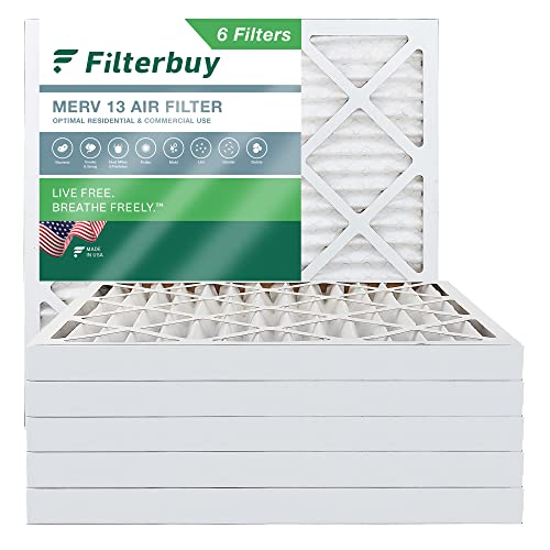 Filterbuy 14 x 14 x 2 Luftfilter MERV 13 Optimal Defense (6er-Pack), plissierter HVAC AC Ofen Luftfilter Ersatz (tatsächliche Größe: 34 x 34 x 4,4 cm)