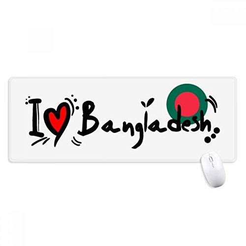 beatChong Ich Liebe Bangladesch Wort Flagge Liebes-Herz-Illustration Griffige Mousepad Große Erweiterte Spiel Büro titched Kanten Computer-Mat Geschenk