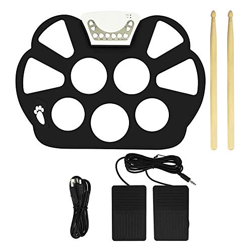 Monsterzeug Mobiles Drum-Kit, Faltbares Schlagzeug-Pad mit Sticks, Elektronisches Musikinstrument zum Mitnehmen